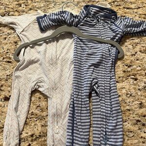 Sweet bamboo brand Striped Navy & White Baby Zip Romper
